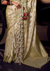 “Exclusive Offer” : Off White Woven Banarasi Satin Silk Saree