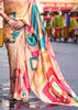 Pearl Peach Satin Crepe Printed Silk Saree