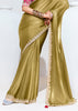 Golden Green Designer Organza Tissue Silk Saree With Printed Blouse