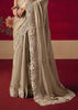 Powder Grey Designer Embroidered Saree