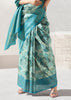 Turquoise Blue Woven Banarasi Silk Saree With Digital Print