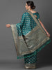 TEAL BLUE WOVEN BANARASI SILK SAREE (6871781671105)