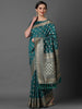 TEAL BLUE WOVEN BANARASI SILK SAREE (6871781671105)