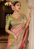 Pink & Green Designer Embroidered Silk Saree