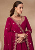 Scarlet Red Anarkali With Embroidered Dupatta