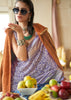 Wisteria Purple Printed Georgette Silk Saree