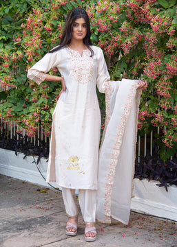Cream Petal Sparkle Embroidered Suit Set (10702042628289)