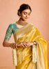 Haldi Yellow Woven Banarasi Designer Tissue Silk Saree With Embroidered Blouse