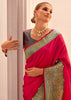 Raspberry Pink Woven Banarasi Silk Saree