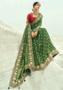 Pine Green Woven Georgette Bandhej Designer Saree