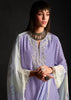 Impression Purple Embroidered Suit Set With Digital Print