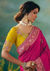 Rani Pink Woven Embroidered Banarasi Silk Saree