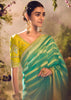 Electric Green Banarasi Designer Silk Saree With Embroidered Blouse