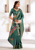 Antique Green Banarasi Printed Soft Silk Saree