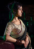 “Exclusive Offer” : Phantom Black Woven Banarasi Silk Saree With Embroidered Blouse