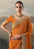 Orange Tissue Embroidered Wedding Wear Saree