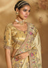 Elegant Cream Designer Embroidered Silk Saree