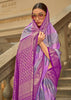 Sparkling Purple Printed Satin Silk Saree