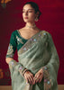 Antique Green Designer Embroidered Saree
