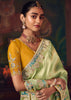 Pista Green Woven Embroidered Saree