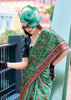 Aspen Green Satin Crepe Digital Printed Saga Saree With Contrast Blouse