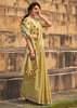 WHEAT YELLOW WOVEN LINEN SAREE WITH KHADI PRINT BLOUSE (6713083003073)