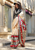 Off White Printed Satin Silk Saree