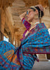 Heritage Blue Printed Kashmiri Jamewar Saree