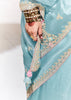 Sterling Blue Designer Organza Tissue Silk Saree With Printed Blouse