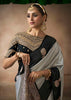 “Exclusive Offer” : Grey & Black Woven Banarasi Satin Silk Saree