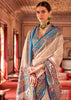 Sky Blue Printed Kashmiri Jamewar Saree