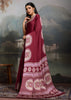 Beet Red Printed Satin Silk Saree