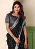 Classic Black Woven Linen Silk Saree