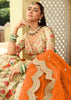 Off White & Orange Embroidered Stitched Designer Lehenga