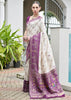 White & Purple Woven Banarasi Patola Silk Saree
