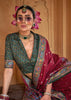 Royal Maroon Printed Silk Saree With Contrast Blouse