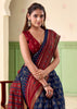 Medieval Blue Patola Printed Cotton Silk Saree