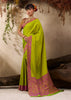 Lime Green Woven Kanjivaram Silk Saree