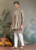 Slate Grey Sequence Embroidered Cotton Kurta With Dupatta