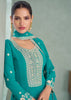 Rama Green Embroidered Anarkali with Dupatta
