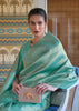 Viridian Blue Woven Kanjivaram Silk Saree