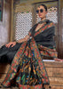 Beautiful Black Printed Silk Saree
