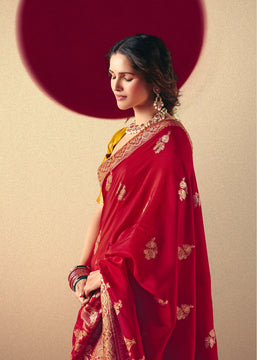Bridal Red Woven Banarasi Silk Saree