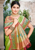 Bright Lime Green Woven Kanjivaram Silk Saree