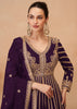 Passion Purple Heavy Embroidered Front Cut Anarkali Set