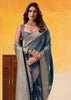 Fossil Grey Woven Tusser Silk Saree