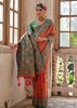 Burnt Orange Woven Banarasi Silk Saree