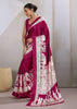 Beet Red Printed Satin Silk Saree