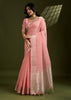 Amber Peach Woven Soft Silk Saree