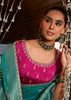 "Exclusive Offer" : Teal Blue Woven Embroidered Banarasi Silk Saree